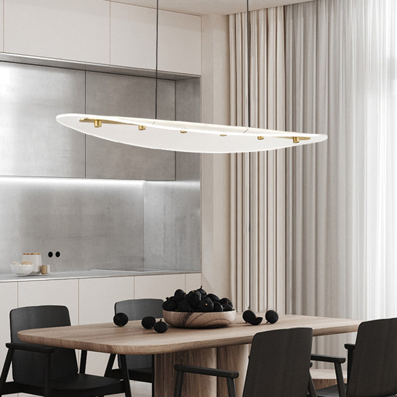 Modern Luxury Oval Aluminum Acrylic LED Chandelier Island Light For Living Room