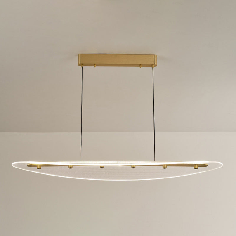 Modern Luxury Oval Aluminum Acrylic LED Chandelier Island Light For Living Room