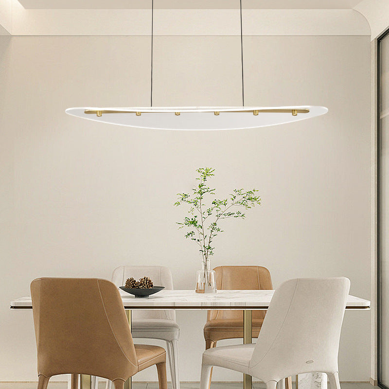 Modern Luxury Oval Aluminum Acrylic LED Chandelier Island Light For Living Room