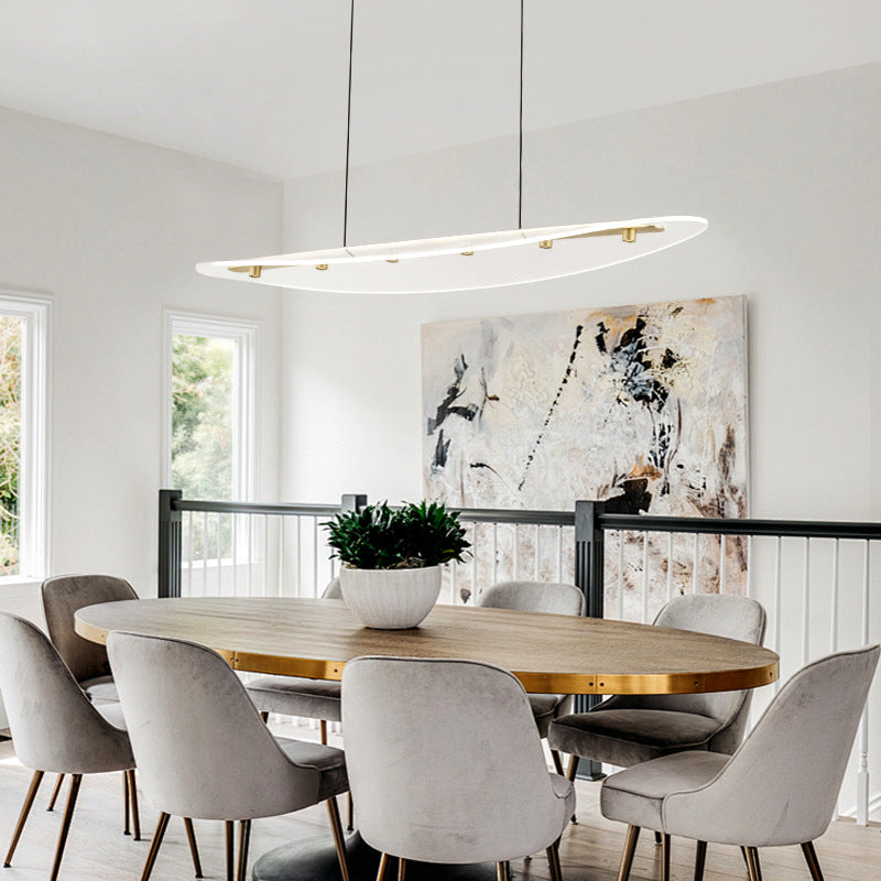 Modern Luxury Oval Aluminum Acrylic LED Chandelier Island Light For Living Room