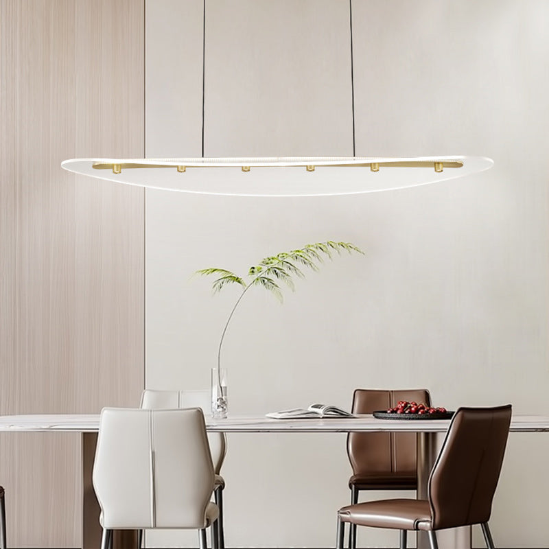 Modern Luxury Oval Aluminum Acrylic LED Chandelier Island Light For Living Room