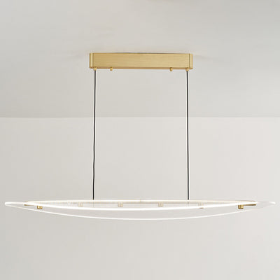 Modern Luxury Oval Aluminum Acrylic LED Chandelier Island Light For Living Room