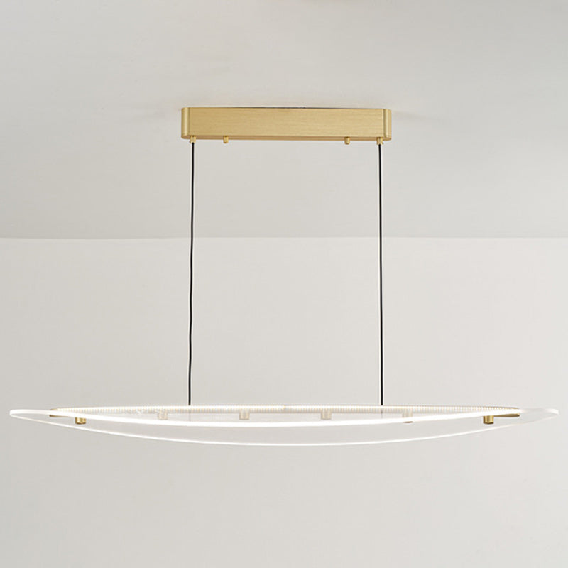 Modern Luxury Oval Aluminum Acrylic LED Chandelier Island Light For Living Room
