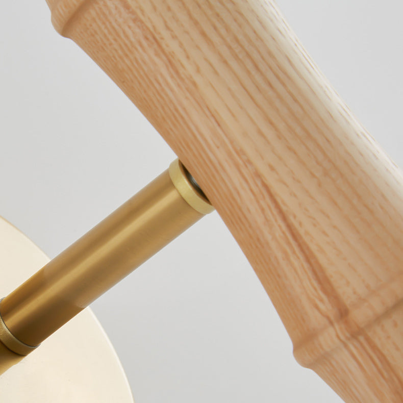 Traditional Japanese Spherical Ash Wood Iron Glass 1-Light Wall Sconce Lamp For Bedroom