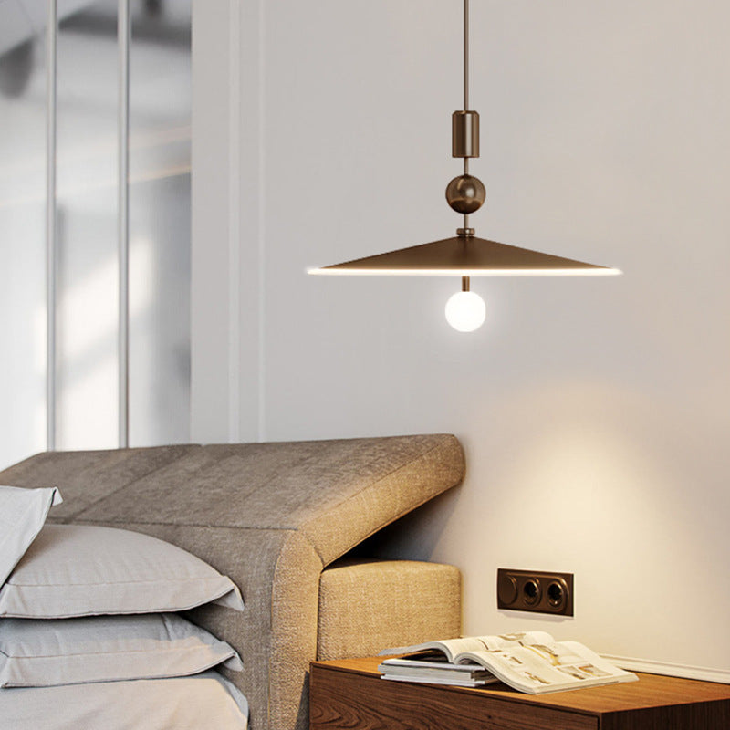 Contemporary Industrial Cone Iron Glass 1-Light Pendant Light For Bedroom