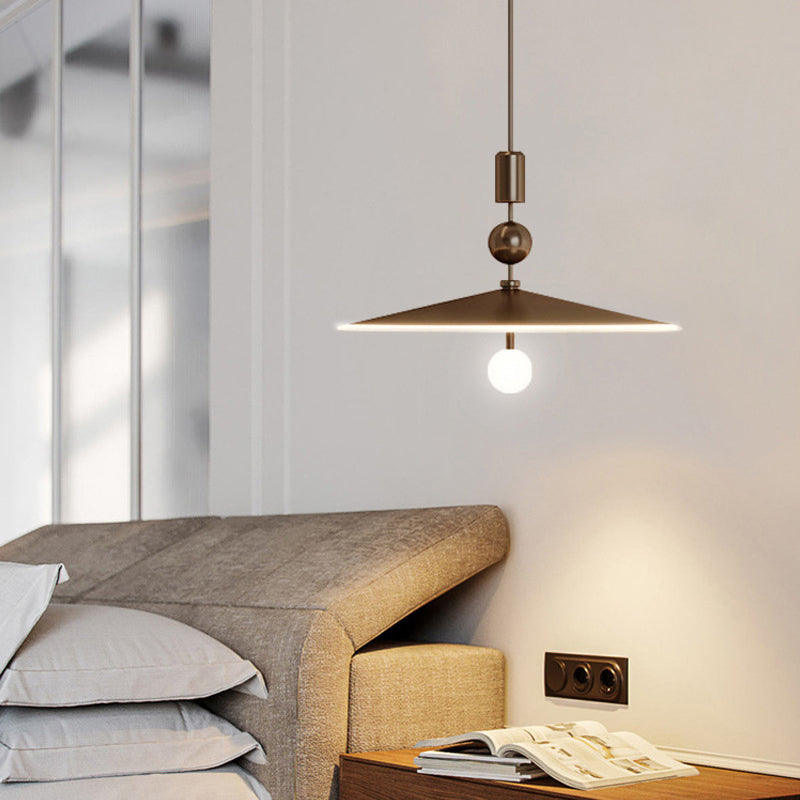 Contemporary Industrial Cone Iron Glass 1-Light Pendant Light For Bedroom