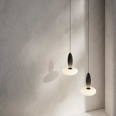 Modern Simplicity Oval Aluminum Glass LED Pendant Light For Bedroom