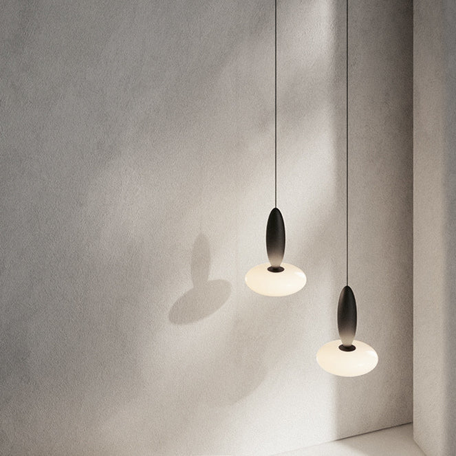 Modern Simplicity Oval Aluminum Glass LED Pendant Light For Bedroom