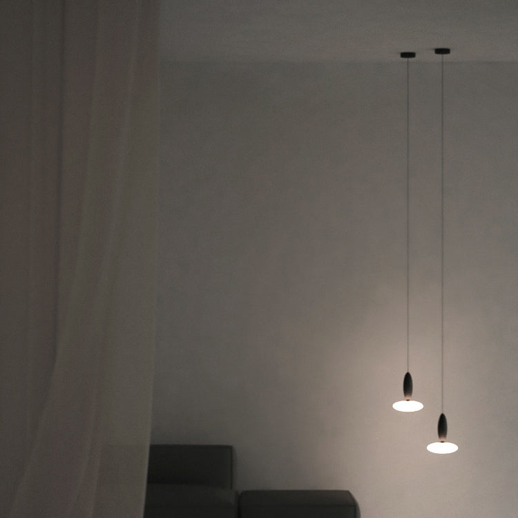 Modern Simplicity Oval Aluminum Glass LED Pendant Light For Bedroom