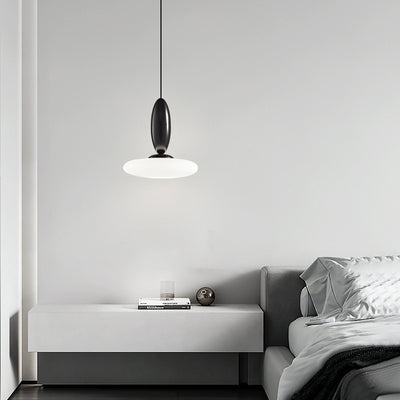 Modern Simplicity Oval Aluminum Glass LED Pendant Light For Bedroom