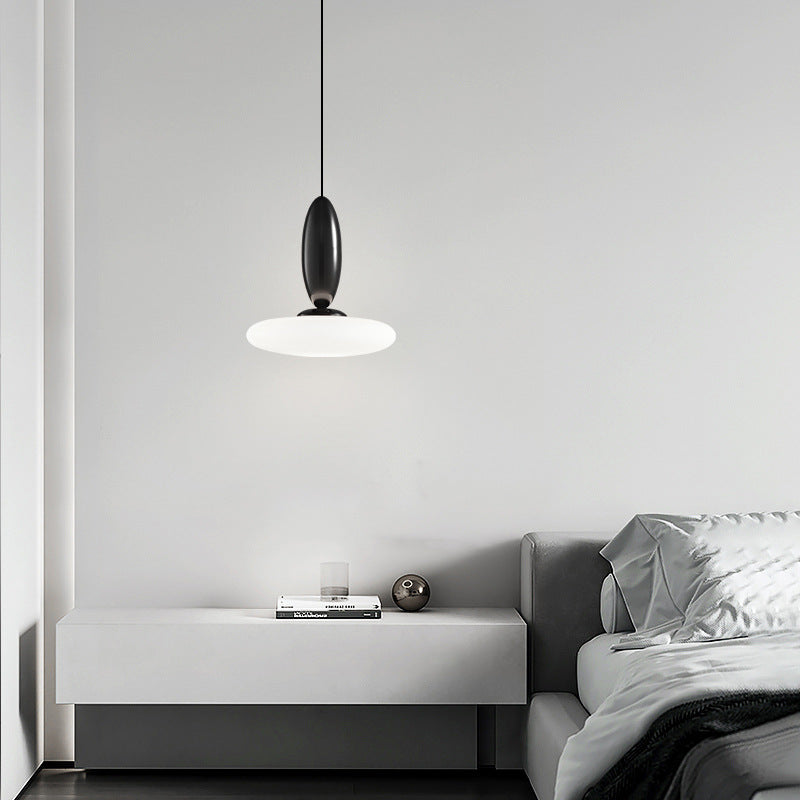 Modern Simplicity Oval Aluminum Glass LED Pendant Light For Bedroom