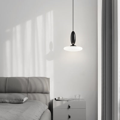 Modern Simplicity Oval Aluminum Glass LED Pendant Light For Bedroom