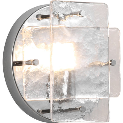 Modern Art Deco Ice Round Metal Glass 1-Light Wall Sconce Lamp For Bedroom