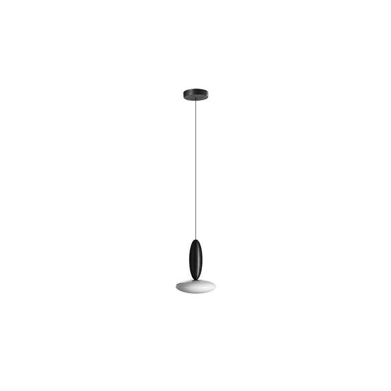 Modern Simplicity Oval Aluminum Glass LED Pendant Light For Bedroom