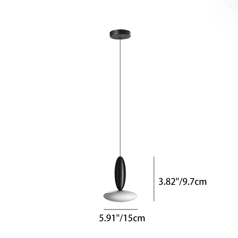 Modern Simplicity Oval Aluminum Glass LED Pendant Light For Bedroom