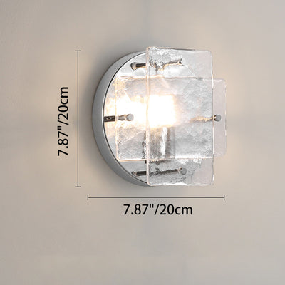 Modern Art Deco Ice Round Metal Glass 1-Light Wall Sconce Lamp For Bedroom