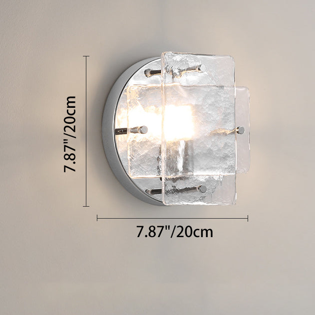 Modern Art Deco Ice Round Metal Glass 1-Light Wall Sconce Lamp For Bedroom