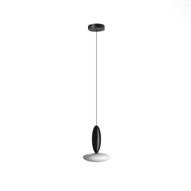 Modern Simplicity Oval Aluminum Glass LED Pendant Light For Bedroom