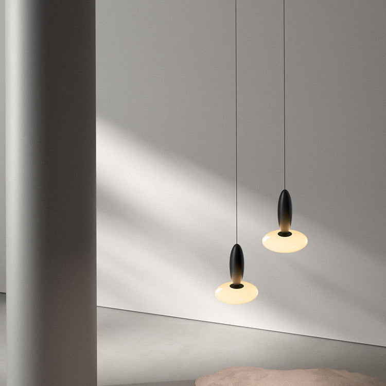 Modern Simplicity Oval Aluminum Glass LED Pendant Light For Bedroom