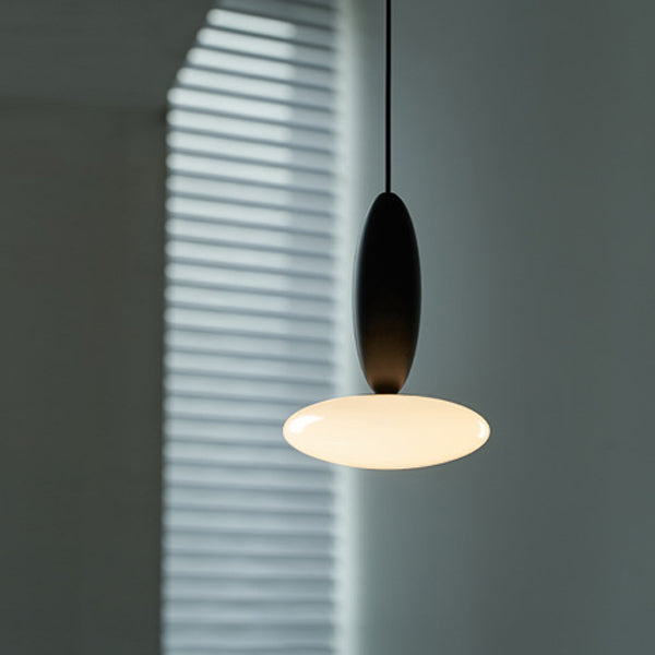Modern Simplicity Oval Aluminum Glass LED Pendant Light For Bedroom