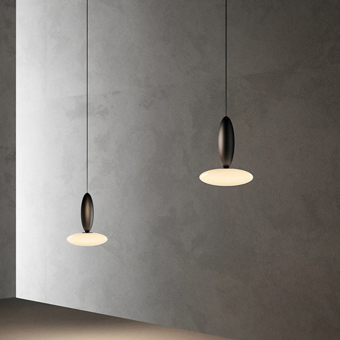 Modern Simplicity Oval Aluminum Glass LED Pendant Light For Bedroom