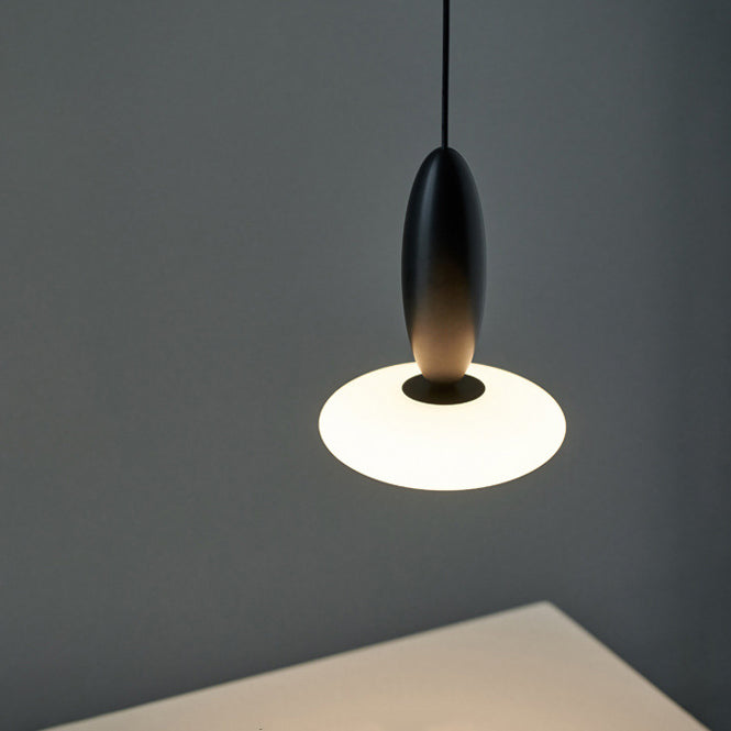 Modern Simplicity Oval Aluminum Glass LED Pendant Light For Bedroom