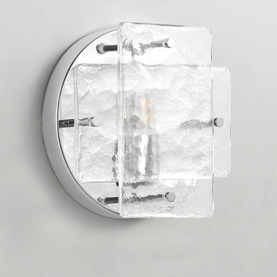 Modern Art Deco Ice Round Metal Glass 1-Light Wall Sconce Lamp For Bedroom