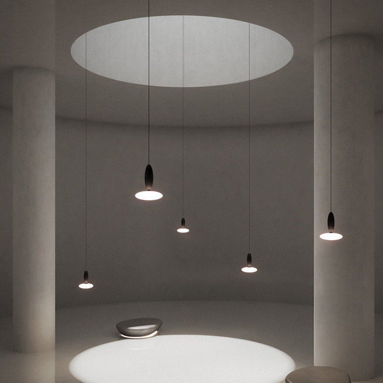 Modern Simplicity Oval Aluminum Glass LED Pendant Light For Bedroom