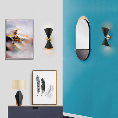 Modern Eclectic Cone Metal 2-Light Wall Sconce Lamp For Hallway