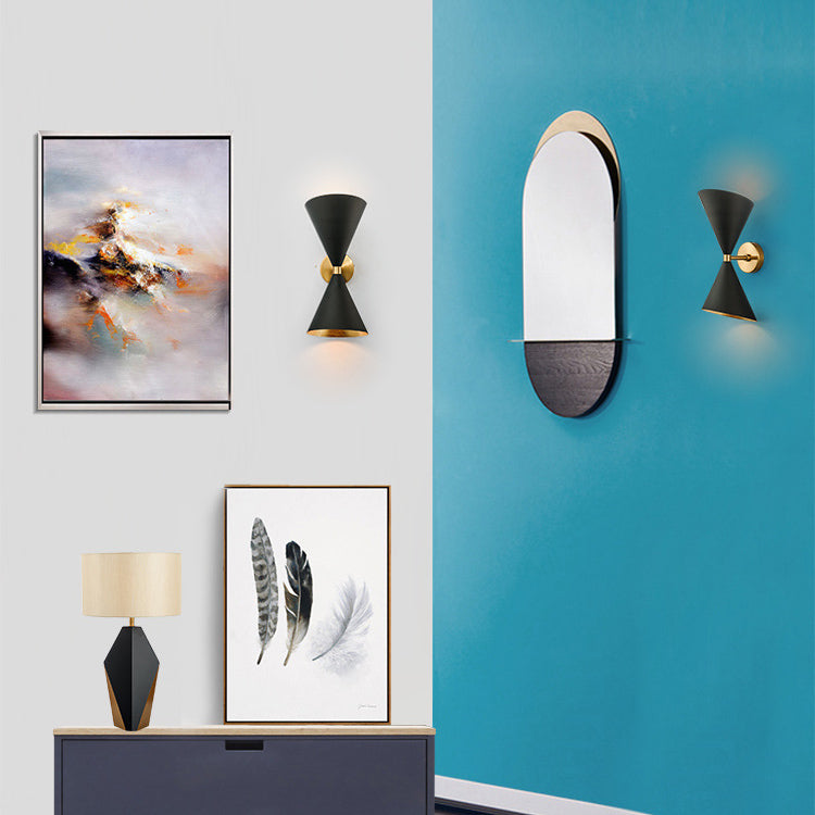 Modern Eclectic Cone Metal 2-Light Wall Sconce Lamp For Hallway
