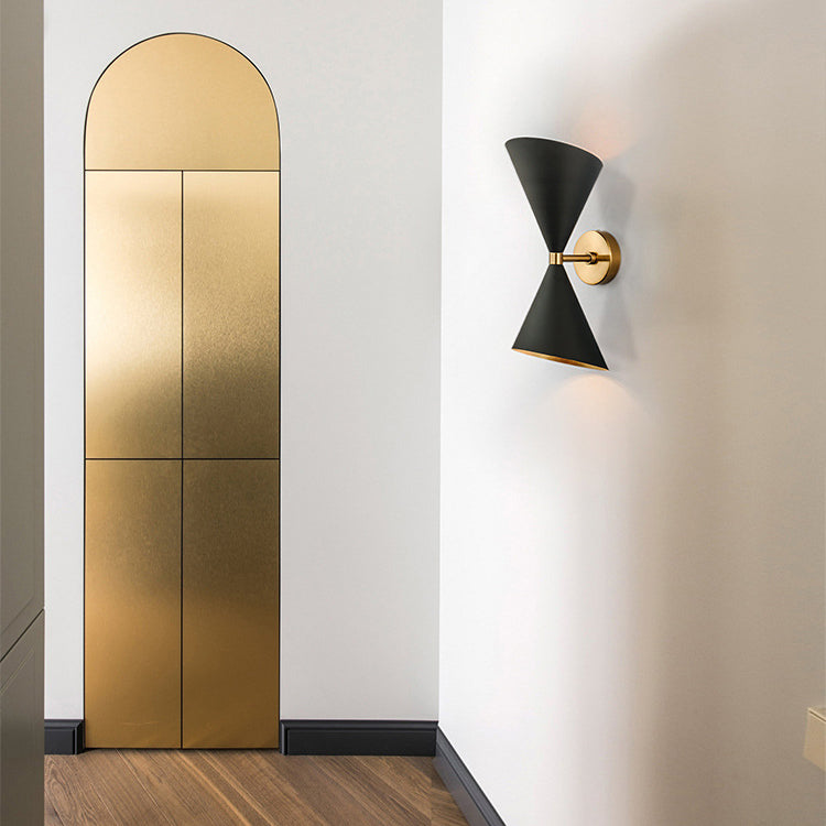 Modern Eclectic Cone Metal 2-Light Wall Sconce Lamp For Hallway
