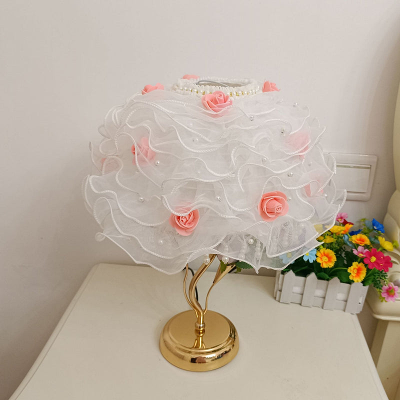 Modern Art Deco Flower Dome Ceramic Fabric 1-Light Table Lamp For Bedroom