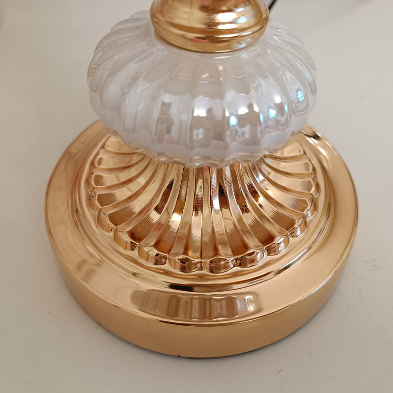 Modern Art Deco Flower Dome Ceramic Fabric 1-Light Table Lamp For Bedroom