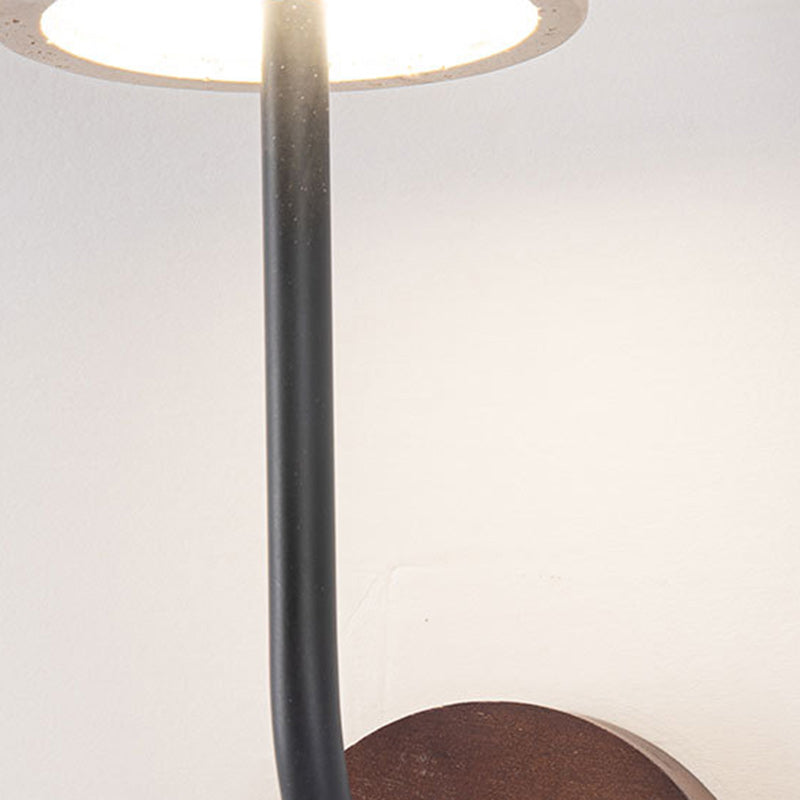 Applique murale LED en bois massif travertin jaune rond moderne du milieu du siècle pour chambre 