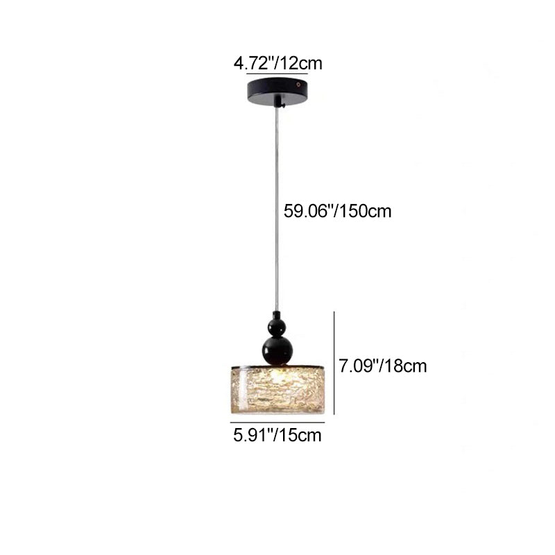 Modern Art Deco Transparent Cylinder Resin Stainless Steel LED Pendant Light For Living Room