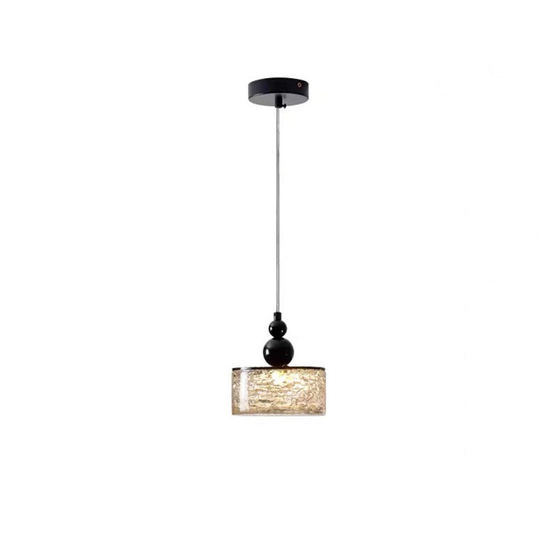 Modern Art Deco Transparent Cylinder Resin Stainless Steel LED Pendant Light For Living Room