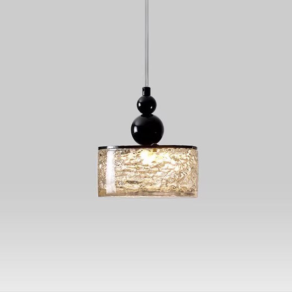 Modern Art Deco Transparent Cylinder Resin Stainless Steel LED Pendant Light For Living Room