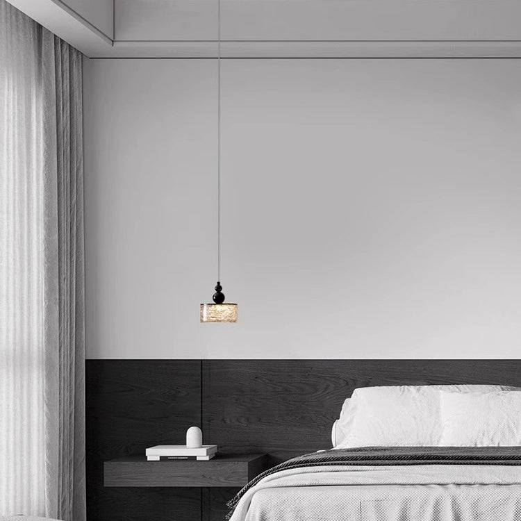 Modern Art Deco Transparent Cylinder Resin Stainless Steel LED Pendant Light For Living Room