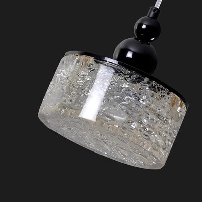 Modern Art Deco Transparent Cylinder Resin Stainless Steel LED Pendant Light For Living Room