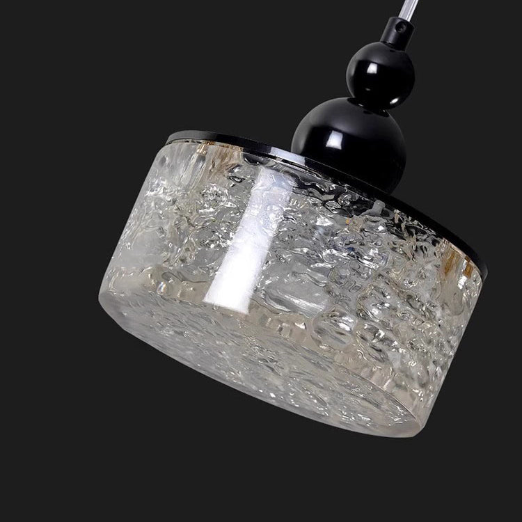 Modern Art Deco Transparent Cylinder Resin Stainless Steel LED Pendant Light For Living Room