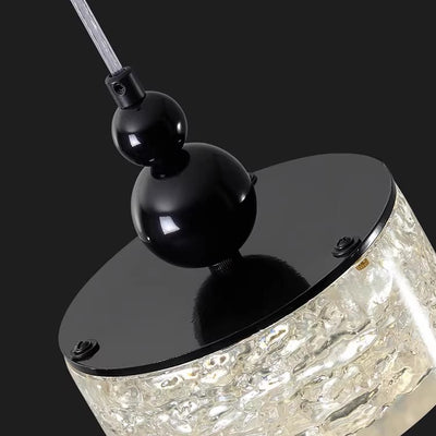 Modern Art Deco Transparent Cylinder Resin Stainless Steel LED Pendant Light For Living Room