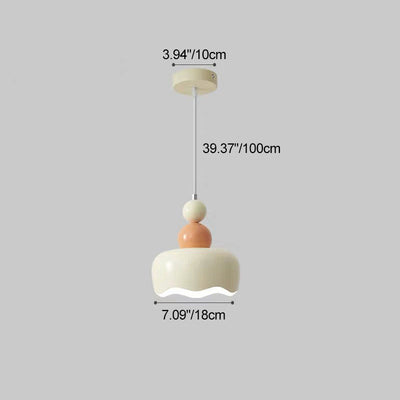 Modern Minimalist Cream-Toned Cake Shape Iron 1-Light Pendant Light For Bedroom