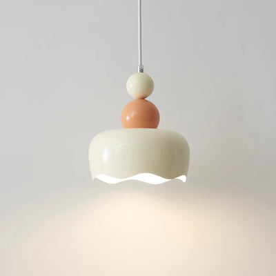Modern Minimalist Cream-Toned Cake Shape Iron 1-Light Pendant Light For Bedroom
