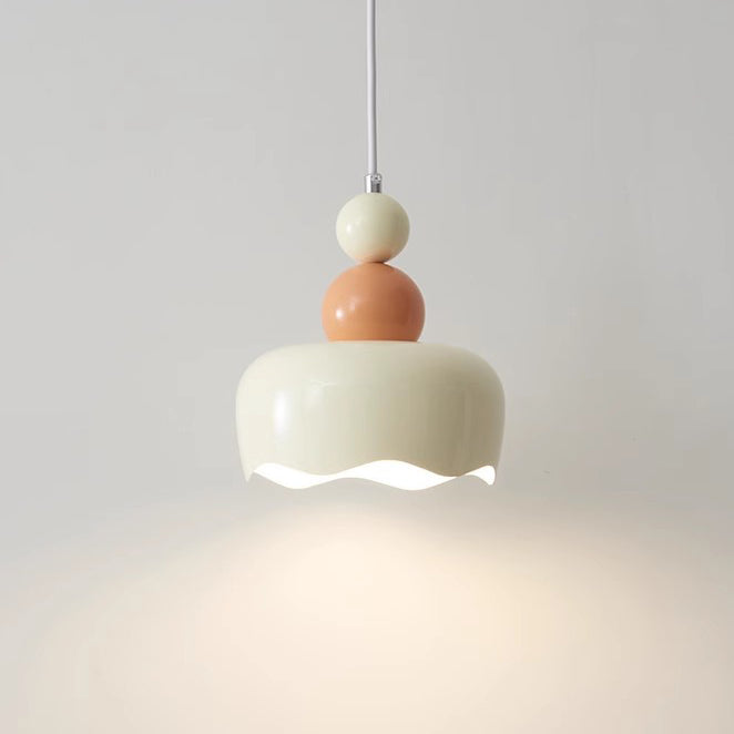 Modern Minimalist Cream-Toned Cake Shape Iron 1-Light Pendant Light For Bedroom
