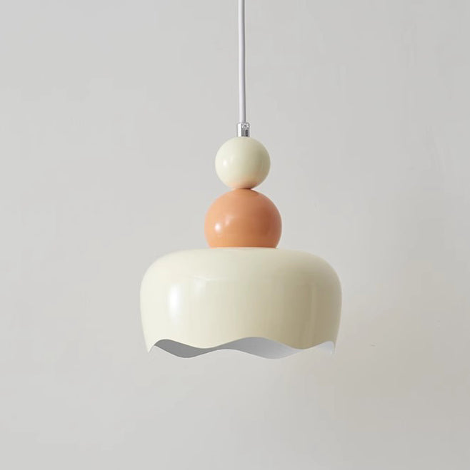 Modern Minimalist Cream-Toned Cake Shape Iron 1-Light Pendant Light For Bedroom