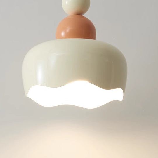 Modern Minimalist Cream-Toned Cake Shape Iron 1-Light Pendant Light For Bedroom