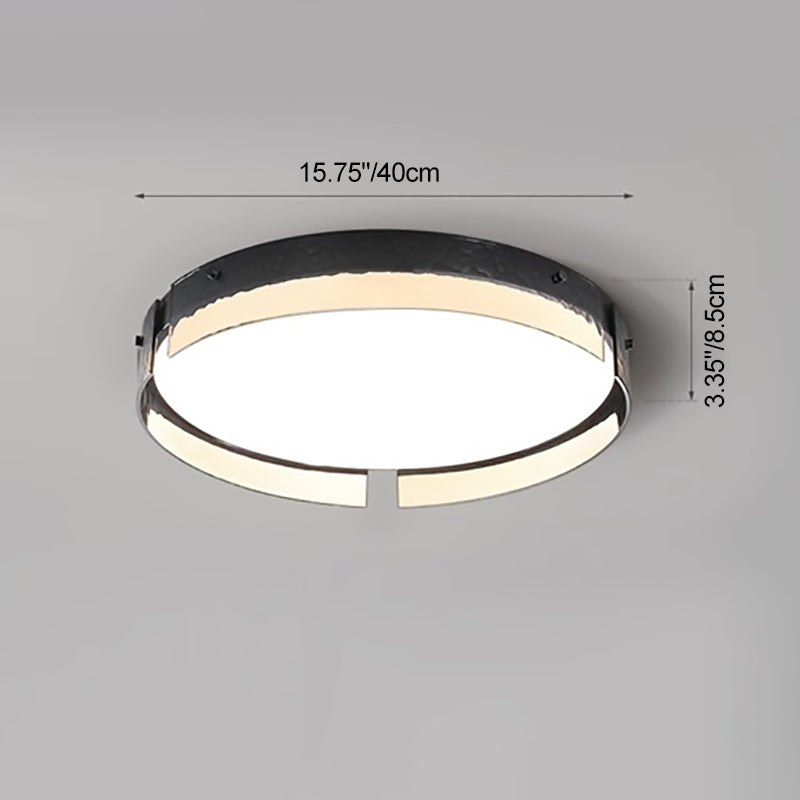 Contemporary Industrial Elegant Round Frosted Glass Aluminum Acrylic LED Flush-Mount Ceiling Light For Bedroom