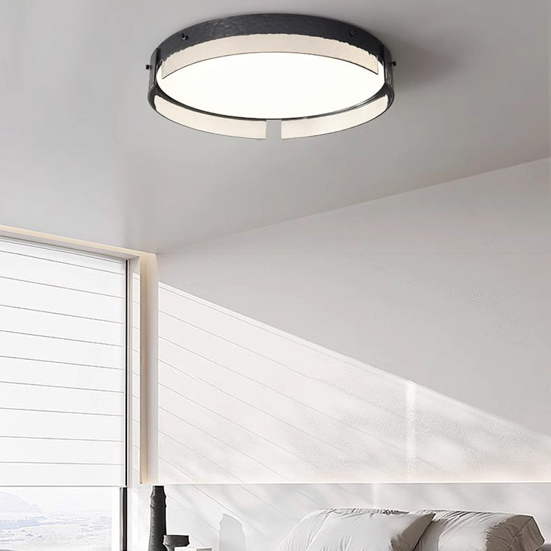 Contemporary Industrial Elegant Round Frosted Glass Aluminum Acrylic LED Flush-Mount Ceiling Light For Bedroom