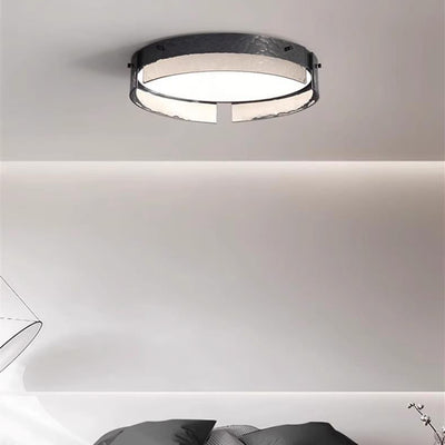 Contemporary Industrial Elegant Round Frosted Glass Aluminum Acrylic LED Flush-Mount Ceiling Light For Bedroom