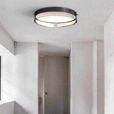 Contemporary Industrial Elegant Round Frosted Glass Aluminum Acrylic LED Flush-Mount Ceiling Light For Bedroom